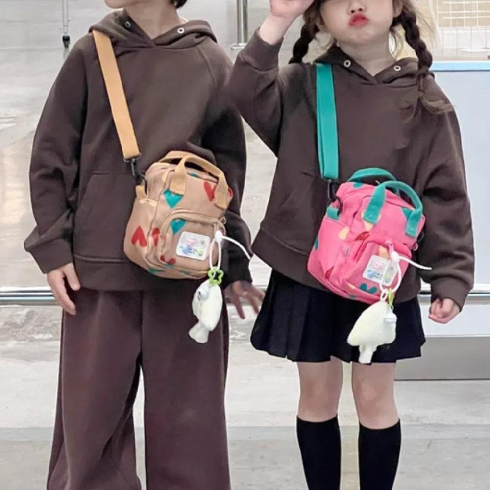 Cartoon Crossbody Shoulder Bag Love Heart Printed Children Messenger Bag  Streetwear
