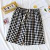 New Summer Couple Japanese Shorts 100% Cotton Men's and Women's Plaid Simple Large Thin Home Shorts Plaid Pajama Pants