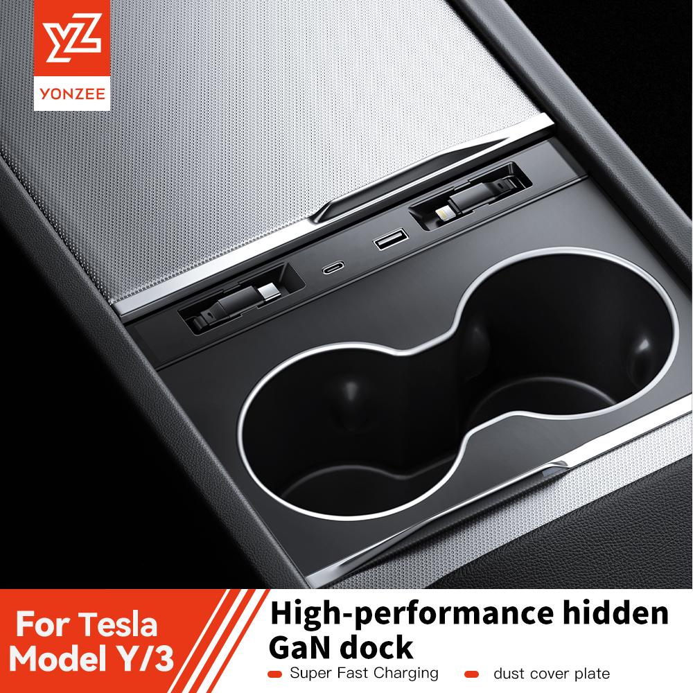 YZ For New Tesla Model 3/Y/YL Highland Juniper 2025 45W Quick Charger Expansion Dock USB Shunt Hub Intelligent Docking Station