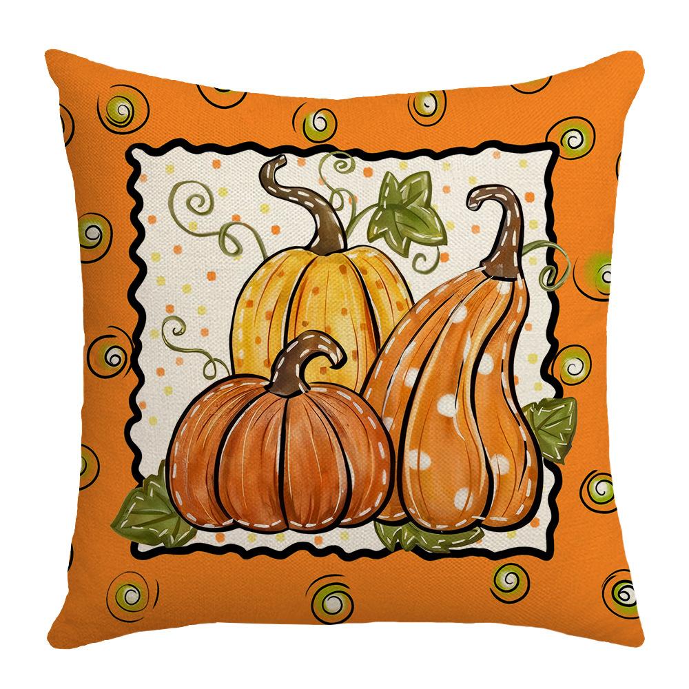 

Autumn Pumpkin Letter Print Pillow Case Simple Sofa Bedside Linen Waist Pillow Pillow Case 45 * 45Cm (without core)