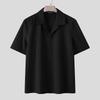 INCERUN Oversized Men's Short Sleeve Lapel Neck Casual Texture Tops T-shirts