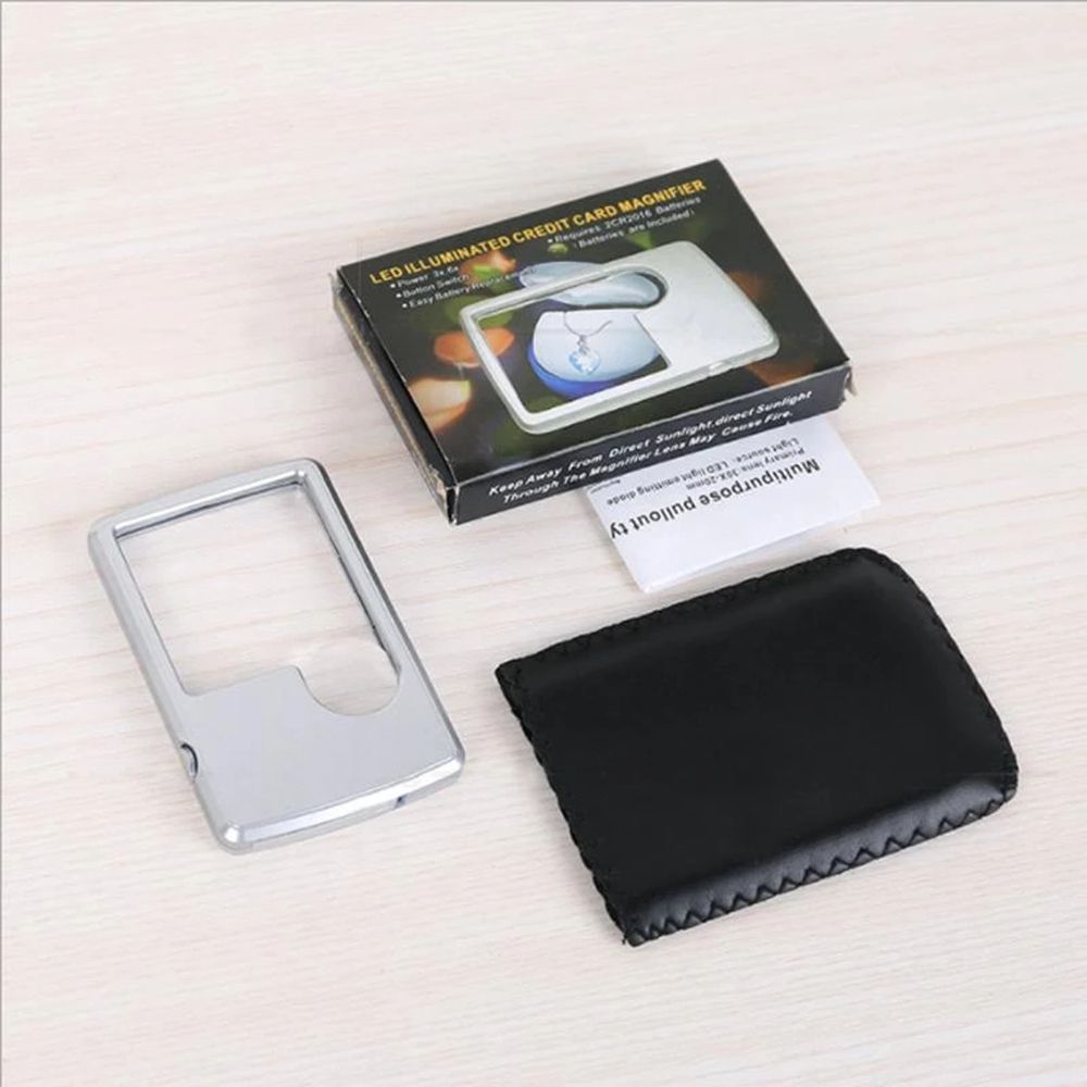 Professional Reading HD Jewelry Loupe Magnifying Glass With LED Light Card Type Magnifiers