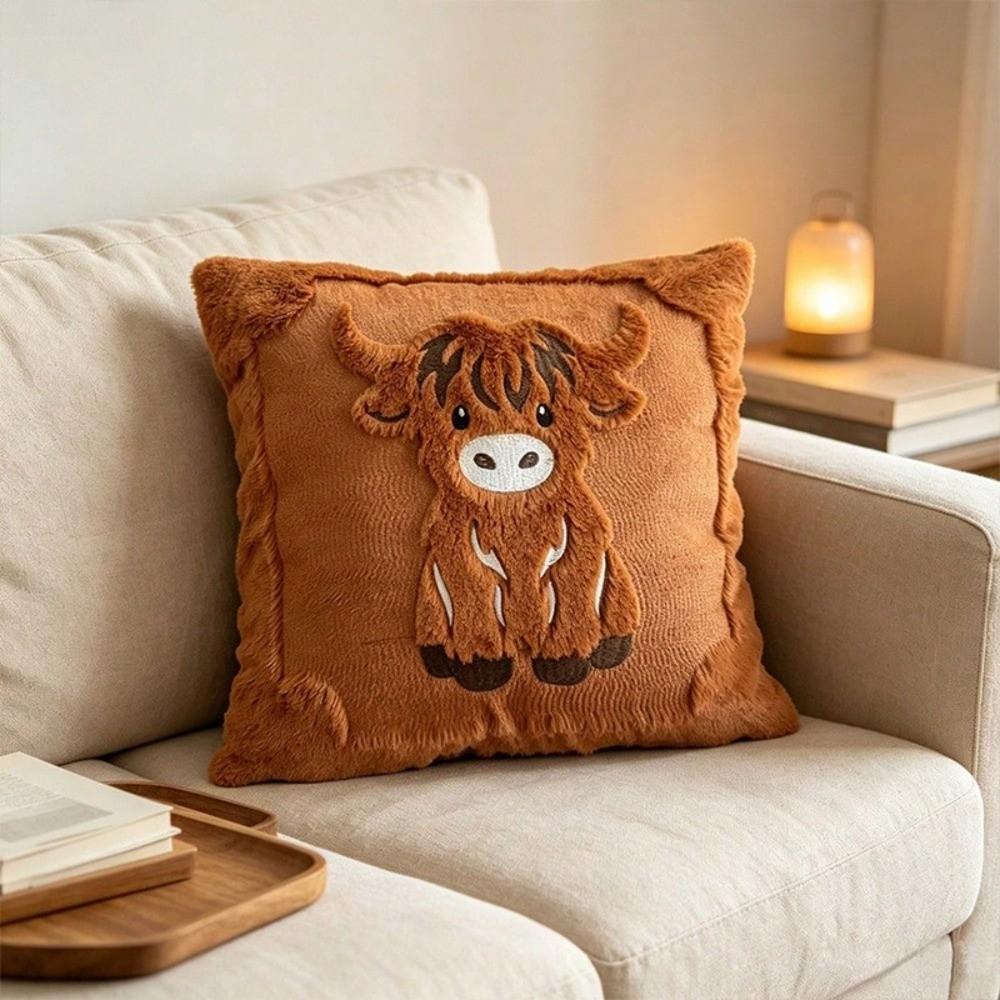 Sofa Bed Decor Highland Cow Pillow Cover 45x45cm Throw Pillow Case Cushion Cover Aesthetic Decor