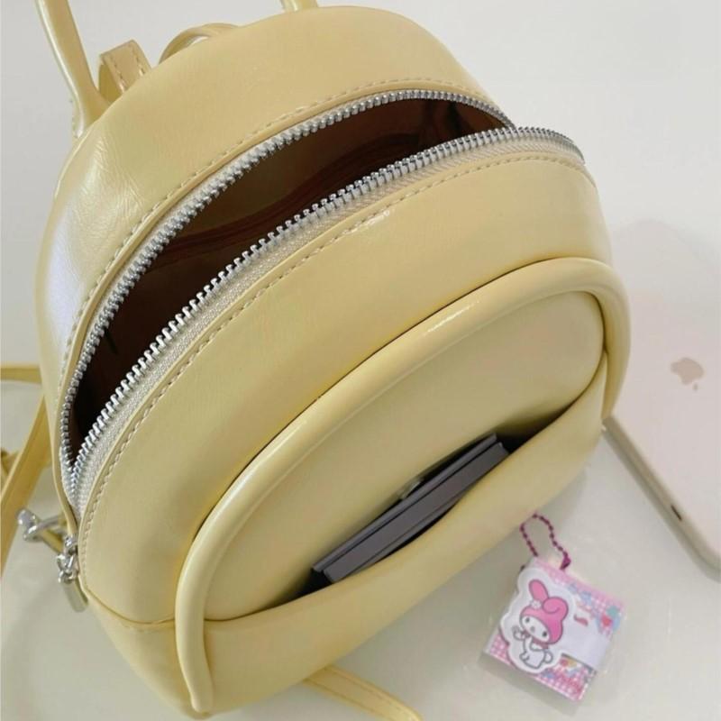 Sweet Cute Yellow Backpack Women Solid Color Small Capacity Leather Daypack Ladies Versatile Lightweight Mini Mochilas Mujer New