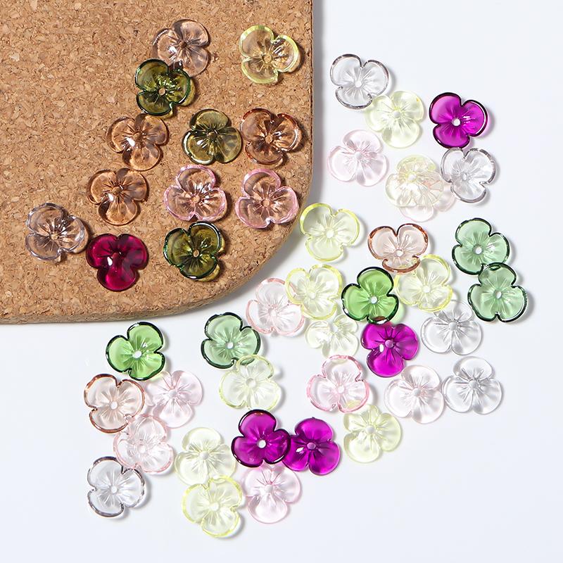10Pcs/Lot Resin Beads 9×9.5mm Transparent Colorful Petals Hole Size 1mm Loose Beads Diy Charm Jewelry Bracelet Accessories