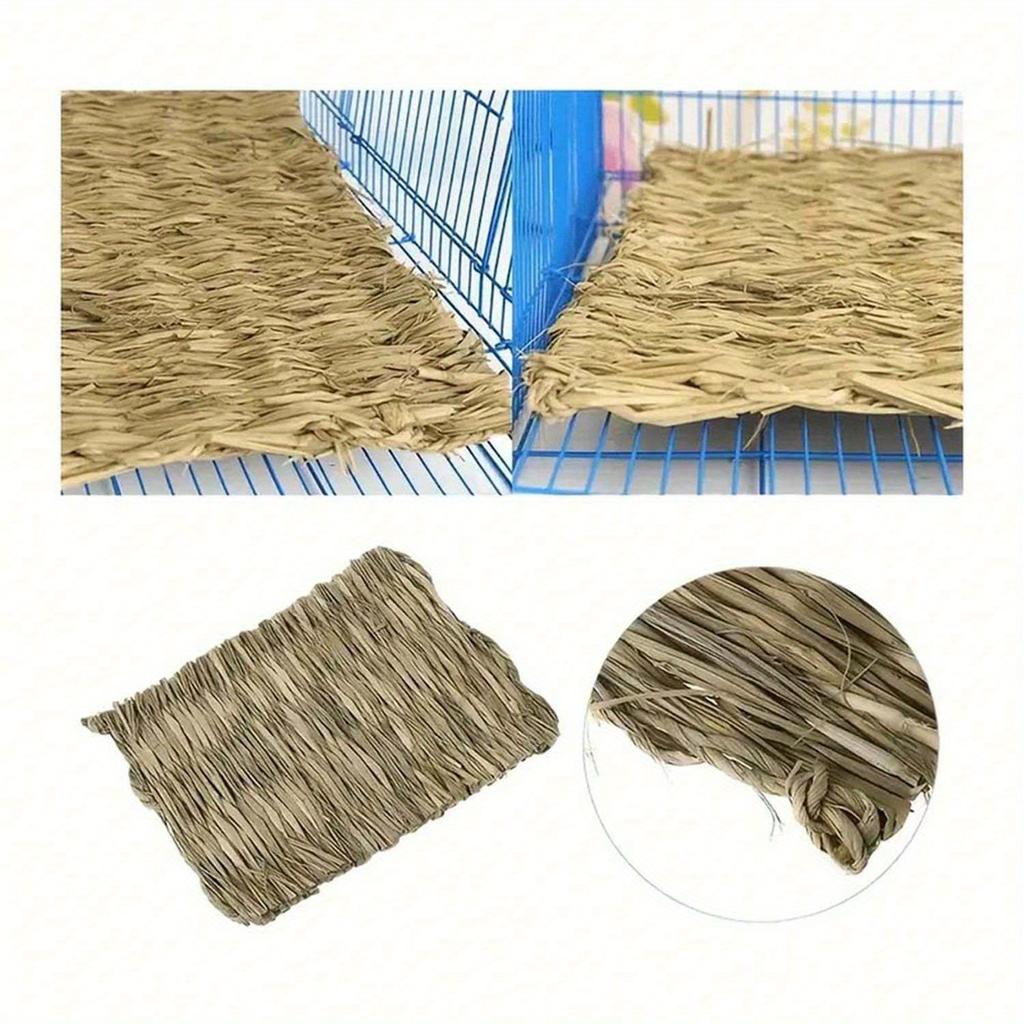 1pc Pet Rabbit/Hamster Woven Grass Mat, Pet Grass Pad, Grass Nest, Straw Woven Pet Bed