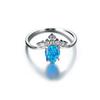 V Shaped Circular Blue Horse Eye White Diamond Ring