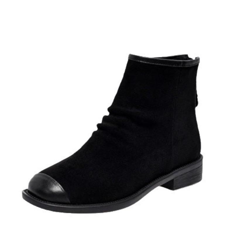 Retro Suede Thin Boots Women's Autumn and Winter New Flat-bottomed Elastic Boots Soft-soled Boots Short Boots