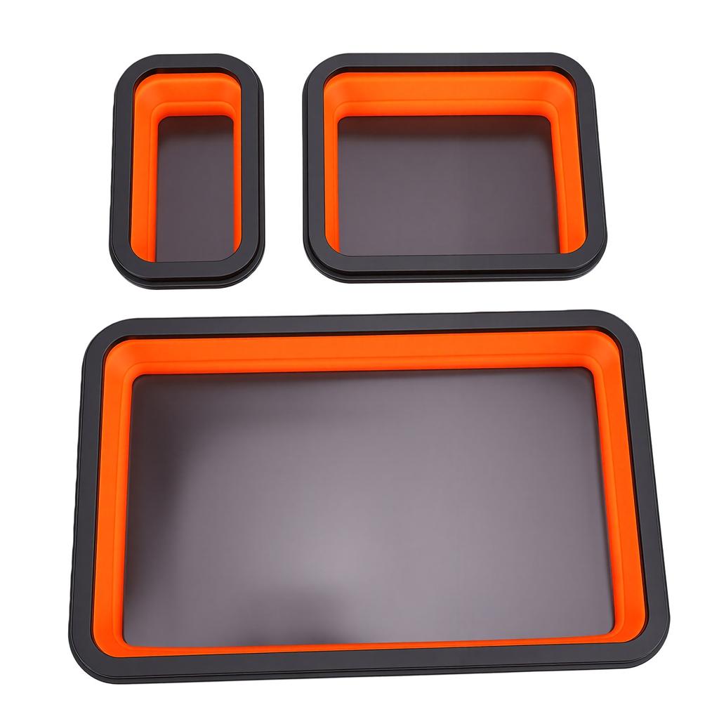 3PCS Collapsible Magnetic Parts Tray Set Foldable Tool Storage Organizer Magnetic Tray for Organizing Screw Bolts Nuts