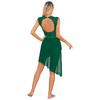Frauen Lyrical Dance Kleid Strass Sheer Mesh Tüll Flowy Trikot Eiskunstlauf Tanz Kostüm