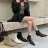 Elegant Intellectual Kitten Heel Super Soft Sheepskin Thin Boots 2025 Winter Thin Medium Heel Simple Small Square Head Short Boots Women
