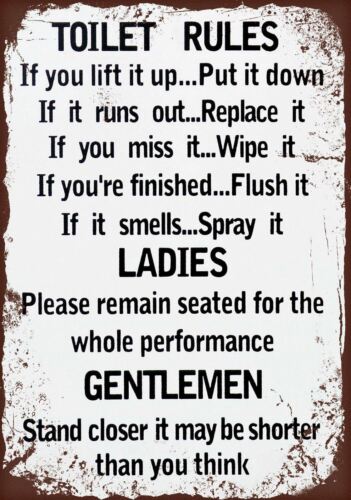 Toilet rules Retro Metal PlaqueSign Pub Bar Man CaveAluminum 20x30cm(7.8x11.8inch)