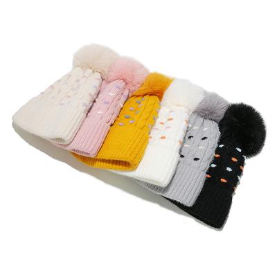 2025 Autumn and Winter New Wool Hat Fleece Thickened Warm Winter Hat Trend Versatile Polka Dot Jacquard Knitted Hat Children