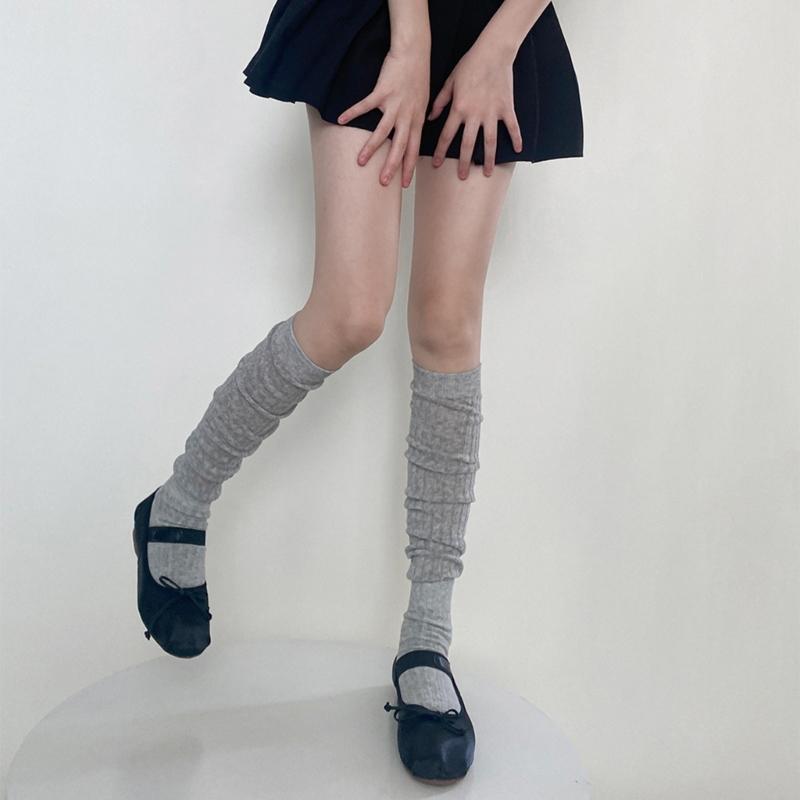 1 Paar Vier-Jahreszeiten-Stapel-Socken Damen Unifarben Stapelbare Socken Beinbekleidung Atmungsaktiv Langer Stil Kniehohe Socken