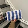 Striped Pvc Makeup Bag Waterproof Washable Zipper Cosmetic Pouch With Tassel Portable Travel Storage Hand Bag For Women Gift