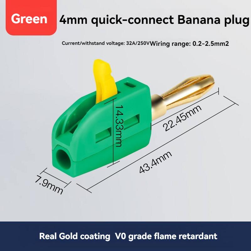1Pcs 4mm Solderless quick connect high current 32A Banana Plug wire connector, Power testing instrument plug, Musical Speaker
