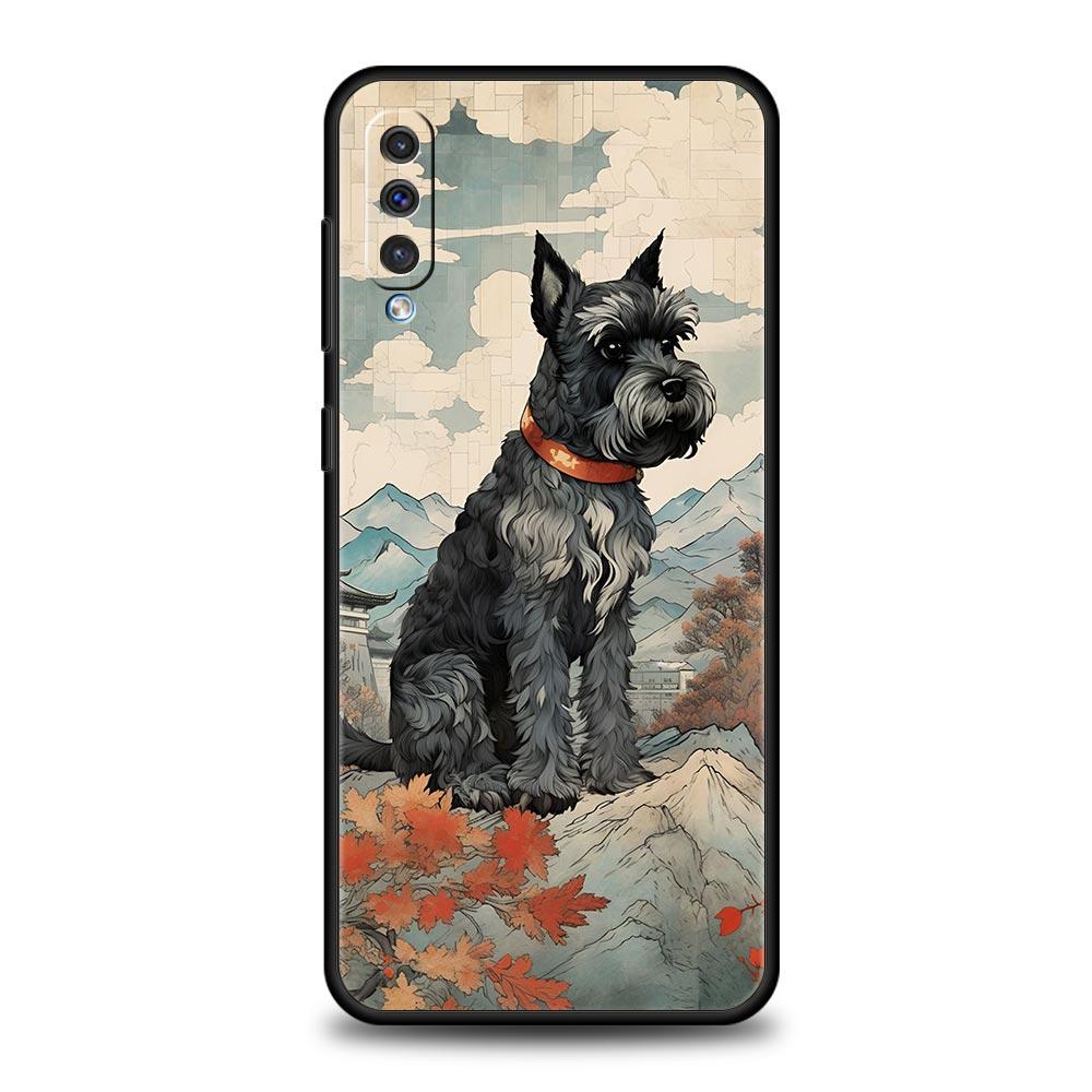 Cartoon Schnauzer Dog Phone Case For Samsung A54 A52 A24 A14 A50 A70 A10 A40 A20S A20E A06 A12 A22 A34 A42 A32 5G A04s A16 Cover