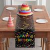 XCHI Colorful Happy Birthday Confetti Firework Table Runner Burlap Table Decoration for Home Kitchen Dining Dinner Indoor Holiday Party Farmhouse