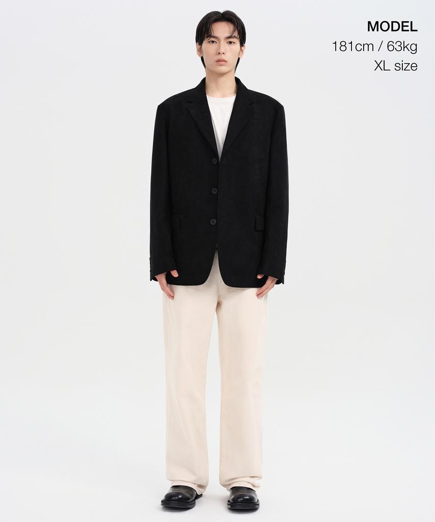 Musinsa Standard Synthetic Suede Oversized 3-Button Blazer [Black]