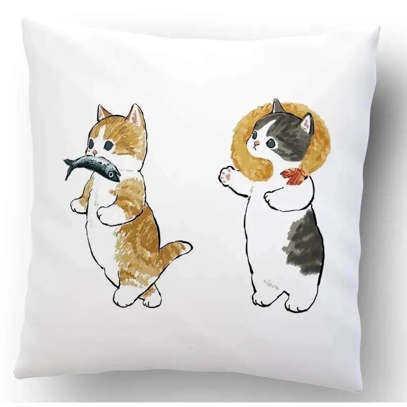 Cute Cat Pattern Pillowcase Living Room Office Home Pillowcase Car Ornaments