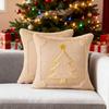 Christmas Throw Pillow Cover 18x18 Inch Plush Decorative Pillow Cover Xmas Tree with Embroidered