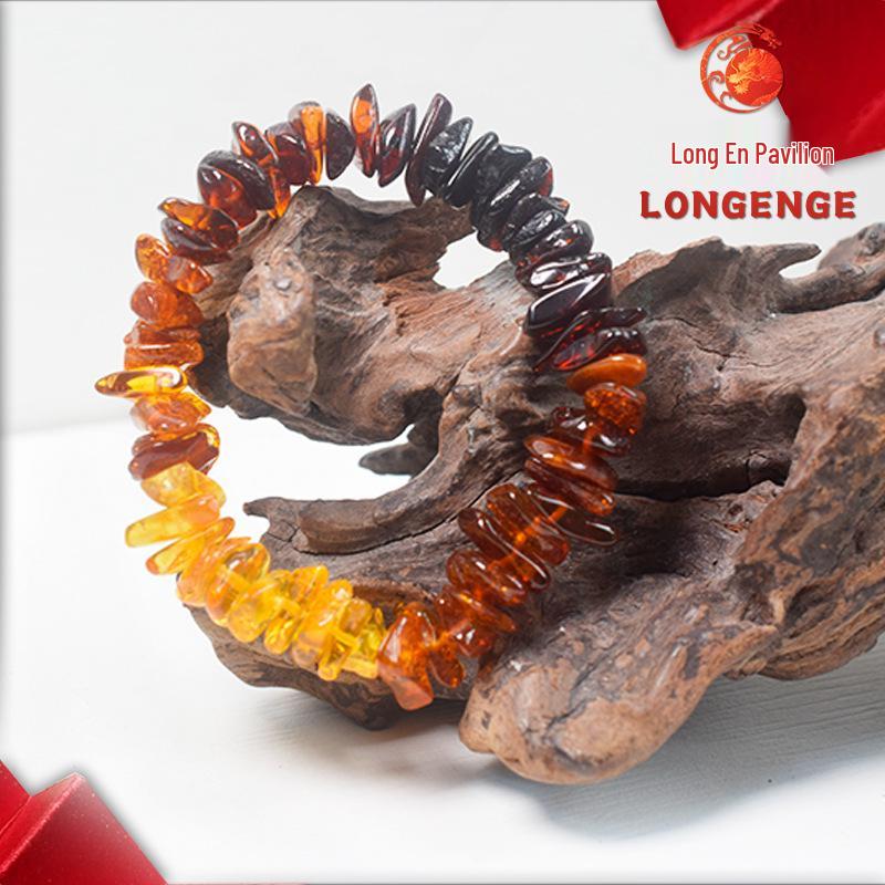 Natural Baltic Amber Rainbow Stone Bracelet - New Chinese Style, Purified Water