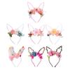Hair Hoop Flower Decor Bunny Ears Design Headband Cosplay Birthday Photography Props Easter Party Headgear