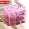 Multi Functional 3-layer 18 Grid Portable Plastictransparent Storage Box for Jewelry Hair Accessories Practical Storage Box