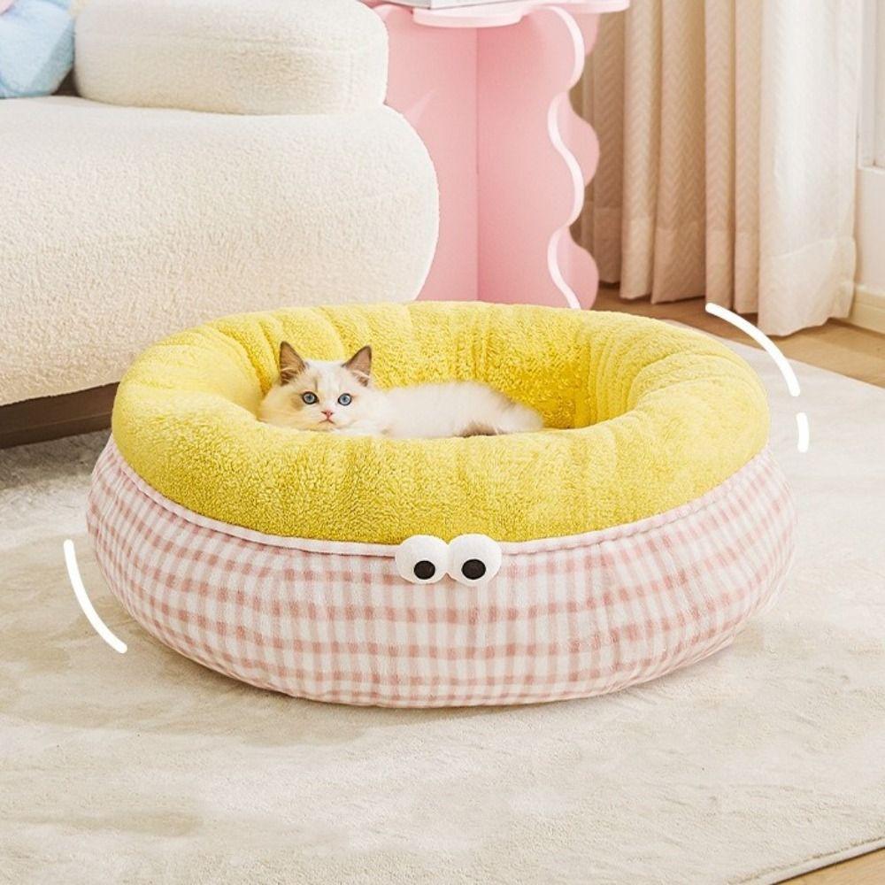Cute Cartoon Pet Dog Bed Soft Thickened Dog Sofa Bed Semi-surrounded Warm Pet Nest Kennel Winter
