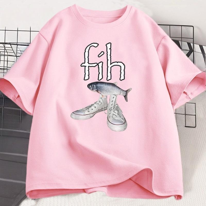 Fih Shoes Misspelled Fish Meme T Shirt Unisex Women Funny Humor Tshirt Y2k Unisexs Designer Clothes Casual Short Sleeve Male Tops