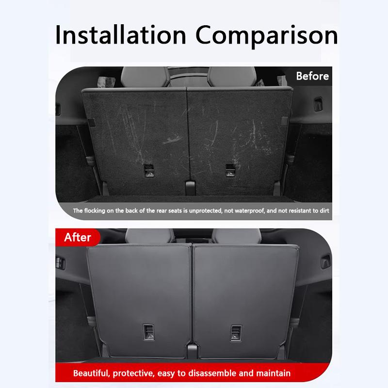 For Tesla Model YL 6-Seater Rear Seat Back Anti-Kick Pad Leather Seat Backrest Protector Cover All Weather Split Cargo Liner Pad