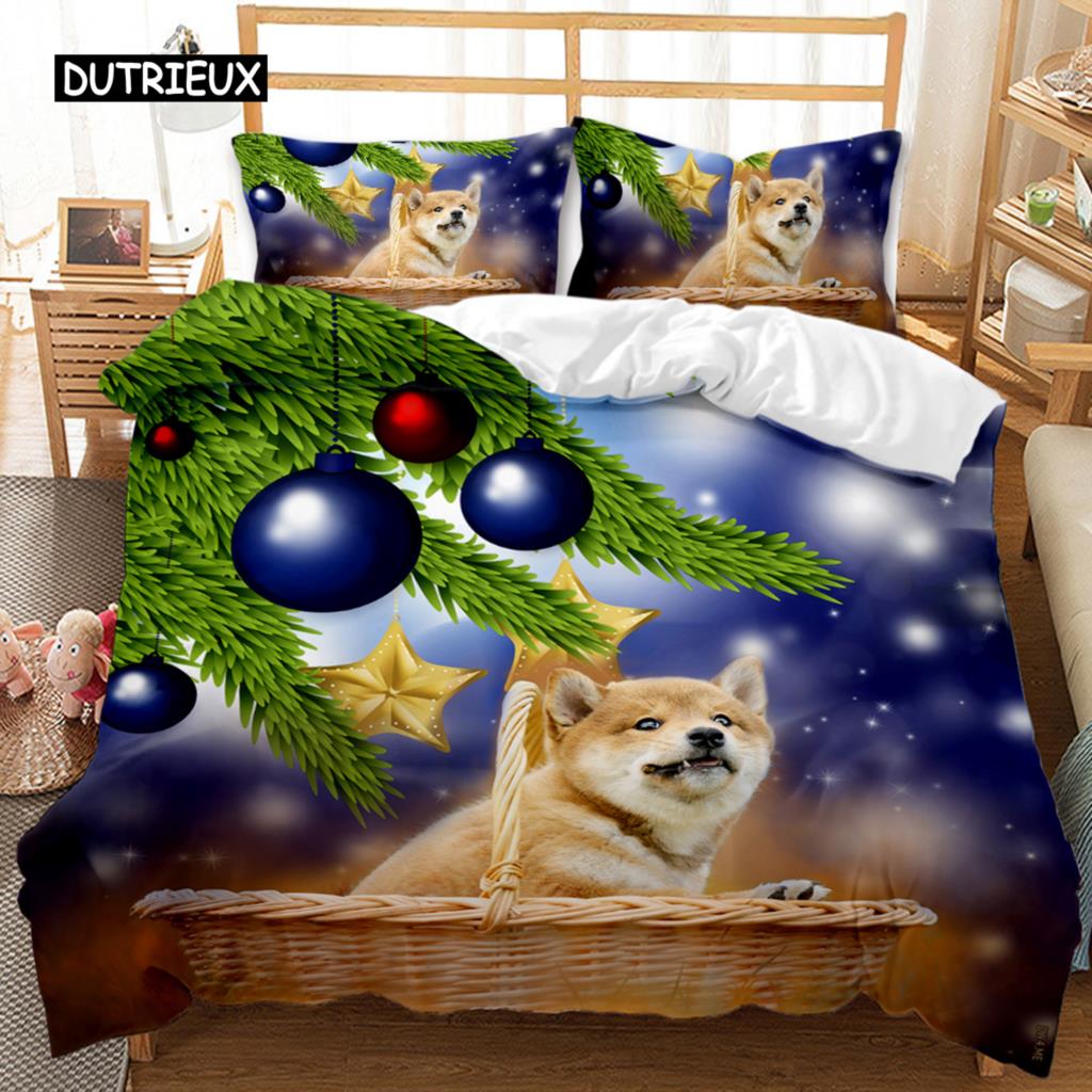 Polyester Comfortable Christmas Themed Pattern Duvet Cover Set With Duvet Cover And Pillowcases King Queen Twin Sizes For Boys Girls And Kids