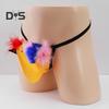 Men Thong Cartoon Bird Shape Feather Decor U Convex T Shaped Elastic Strap Pornographic Sexy Cosplay Honeymoon Nightclub Dance Men Underpants