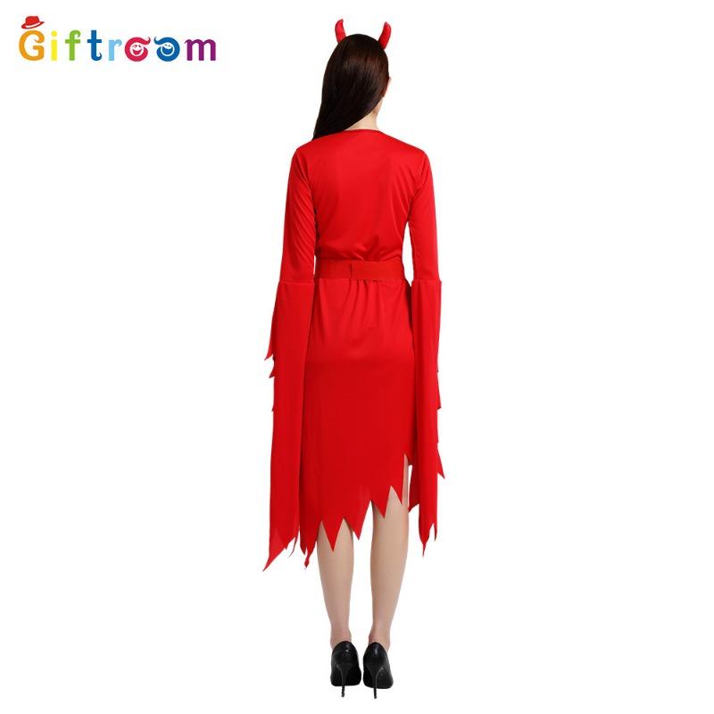 Carnival Holiday Party Long Sleeve Sexy Red Witch Witch Dress Up Suit Game Uniform Temptation