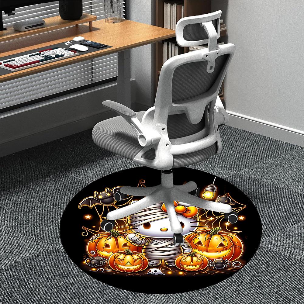 

1pc Halloween Hello Kitty Chair Carpet for Office - Indoor Non-Slip Washable Polyester Fiber Carpet, Soft Comfortable Mat For Office yy250928021 80cm by 80cm