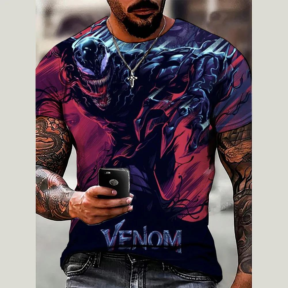 Disney 2025 3D Printed Summer New Men's T-shirt Casual Venom T-shirt Men's Short Sleeved T-shirt Men's Clothing