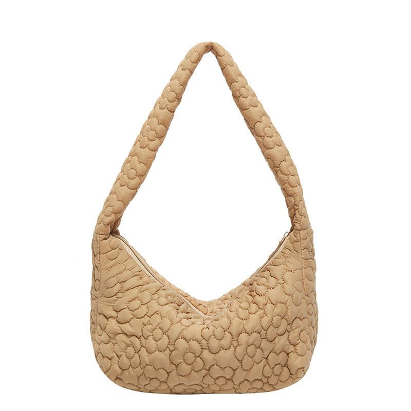 Charming Floral Ruched Tote Bag For Women 2024 Summer Sweet Versatile Shoulder Bag