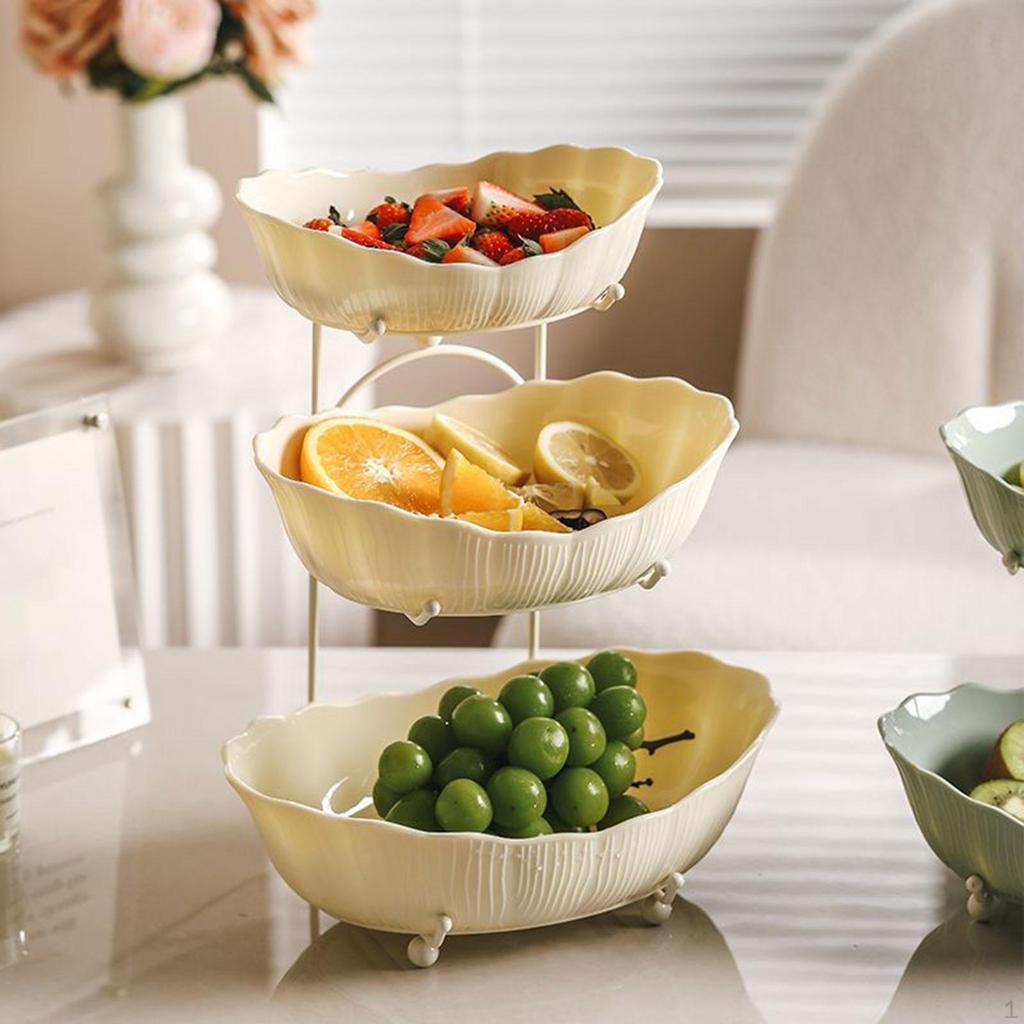 Tiered Fruit Bowl Basket Display Stand Dessert Cupcake Plate Platter Bread Vegetable Holder Serving