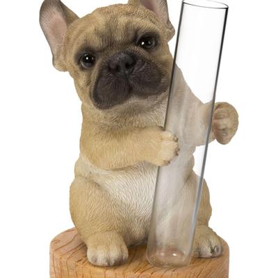 Woobia Französische Bulldogge Einzelblumen-Vase 5 x 5 x Puppenfigur Ornament Tier Gartendekoration Hund 8,5cm H22169-A3