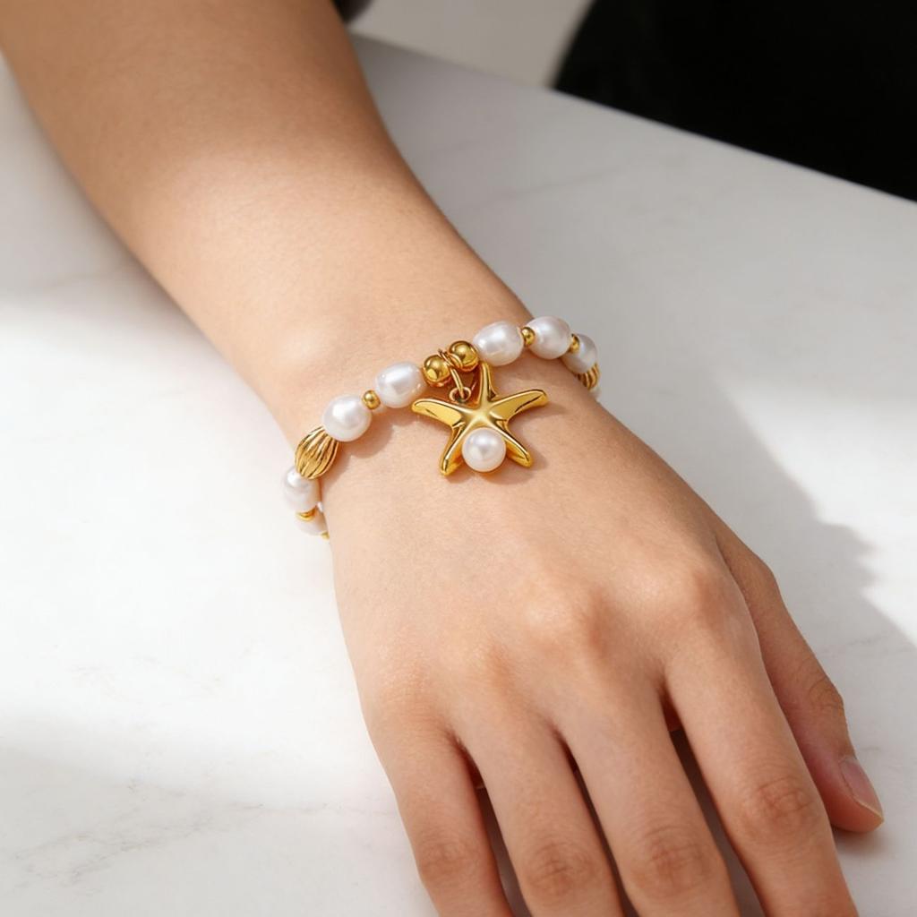 European And American Popular Ins Style Summer Sea Breeze Bracelet Women'S Simple Fashion Pearl String High-End Fashion Bracelet