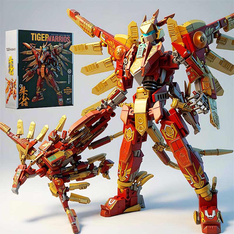 

2in1 Transformable Robot Building Blocks Mythical Vermilion Bird Mecha Warrior Construction Animal Bricks Christmas Gift for Boy