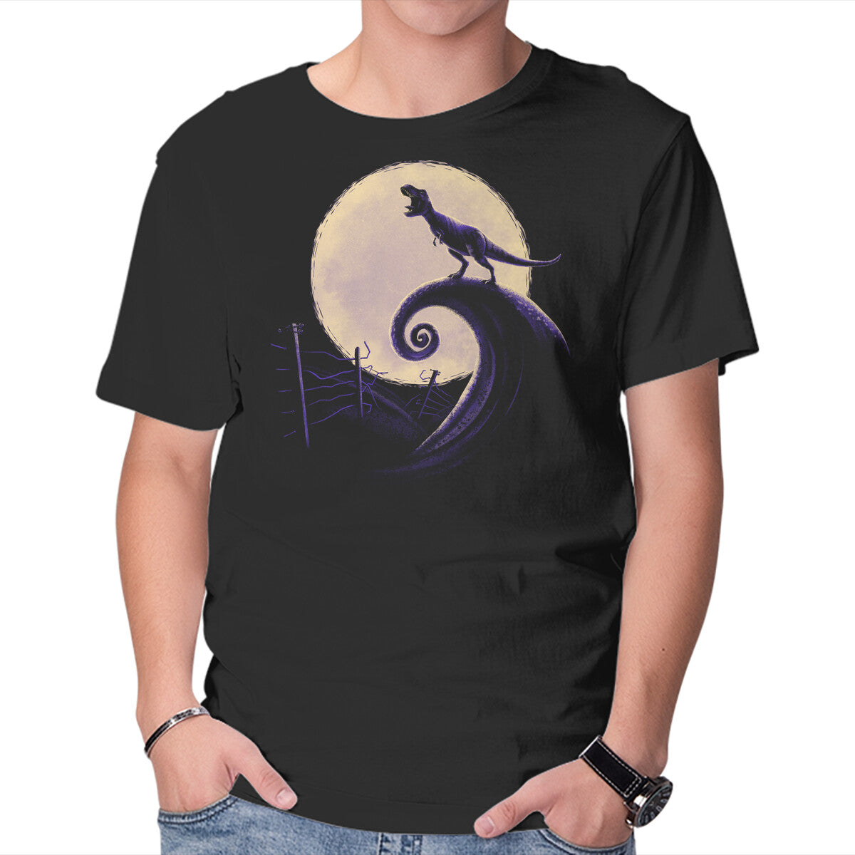 Unisex Crew Neck T-Shirt Jurassic Nightmare Graphic Short Sleeve Casual Tee XS