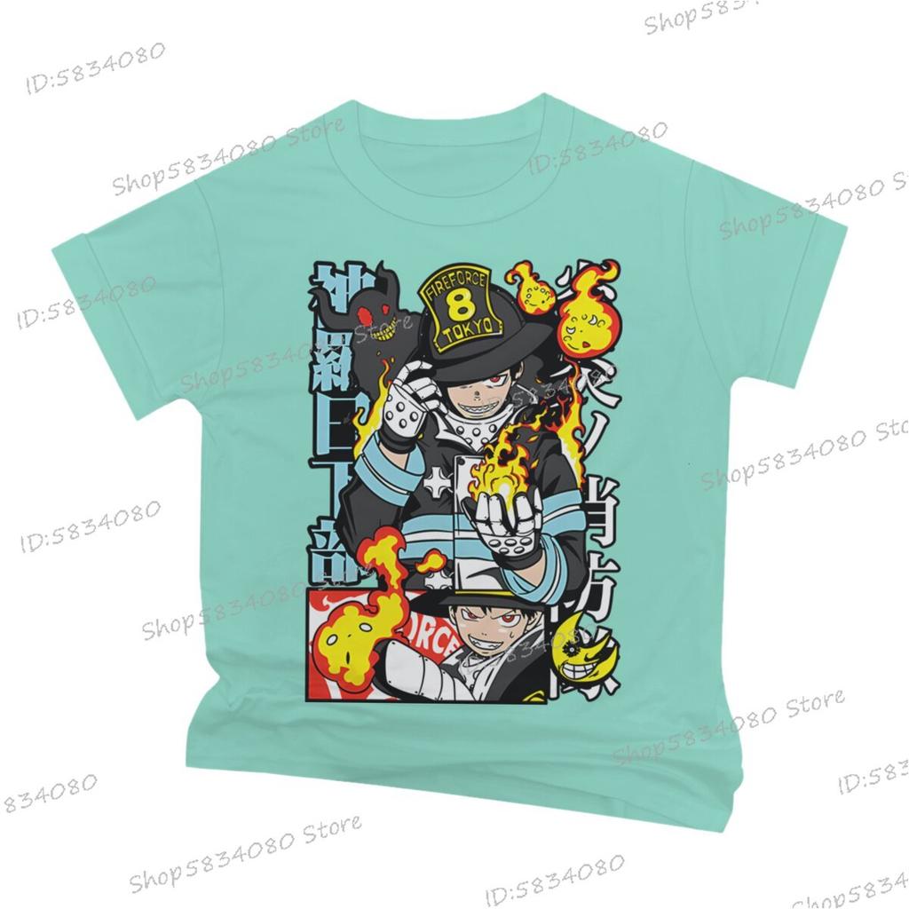 Fire Force Print Unisex Fashion Casual Tshirt Unisex Street Graphic Anime Tee Fire Force Classic Vintage T Shirts Anime Apparel