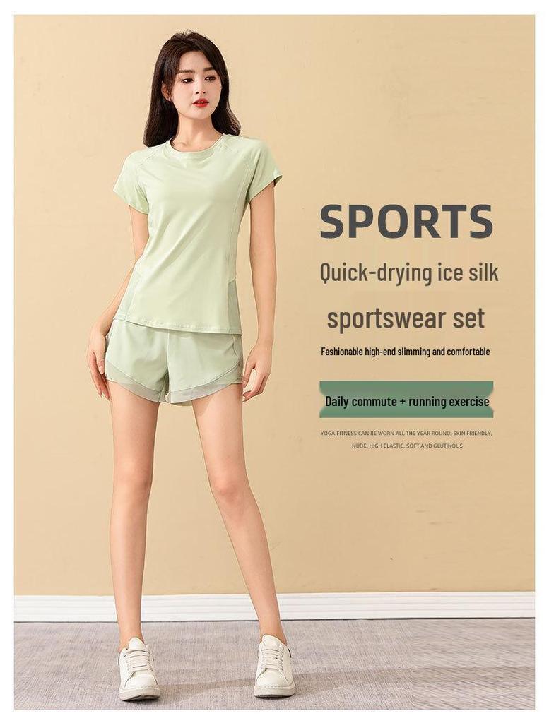 Women's Ice Silk Quick-Dry Yoga Morning Run Suit - Summer 2025