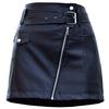 PU Skirt Women's Black Solid Color Diagonal Zipper Skirt Slim Leather Skirt Spring High Waist Hip Skirt