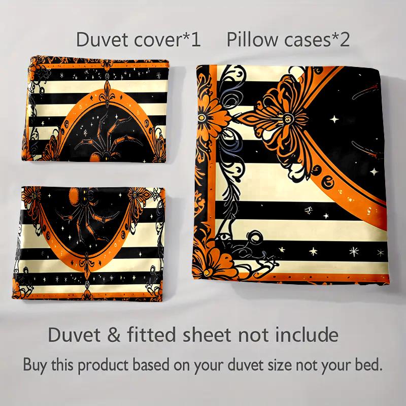 Striped, Spider, Ornamental Bedding Duvet Cover Sets Duvet Covers Pillowcases Gifts (1 * Duvet Cover 2 * Pillowcases, Without Duvet Insert)