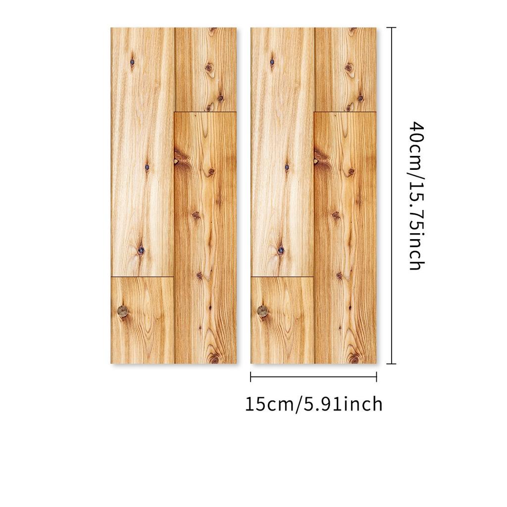 2Pcs 40X15cm PVC Wood Grain Wall Self-Adhesive Sticker Waterproof Living Room Bedroom Wall Decoration Floor Stickers