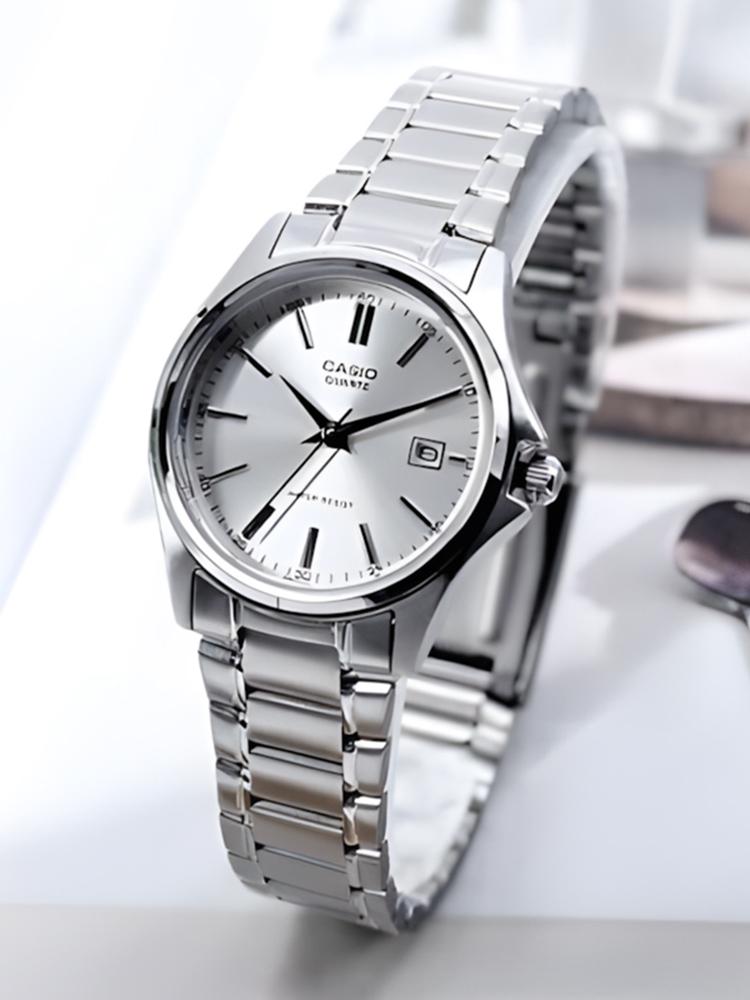 Casio - Stainless Steel Strap, Silver Dial, Women's Quartz Watch with Date MTP-1183A-7A