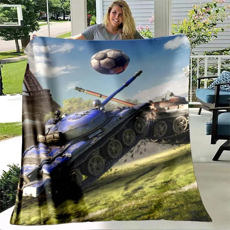 Tank Flannel Blanket Military Weapon Themed Blanket Hiking Picnic Blanket Boys Room Decorative Blanket