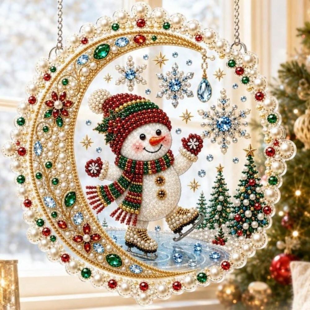 Acrylic Round Board Pearl Painting Kit DIY Craft Xmas Acrylic Pendant Gift